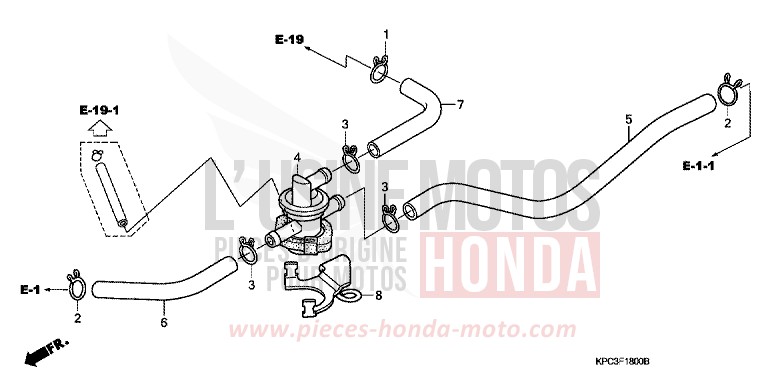 AIR INJECTION CONTROL VALVE (XL125V1/2/3/4/5/6) for Varadero 125 BRITANY SILVER METALLIC (NH403) from 2005